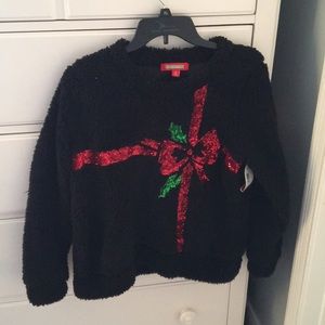 Black fuzzy holiday sweater